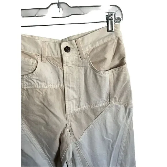 Zara Women's Size 4 Mid Rise Patchwork Off White Cream Baggy Ankle Length Pants - Picture 4 of 7